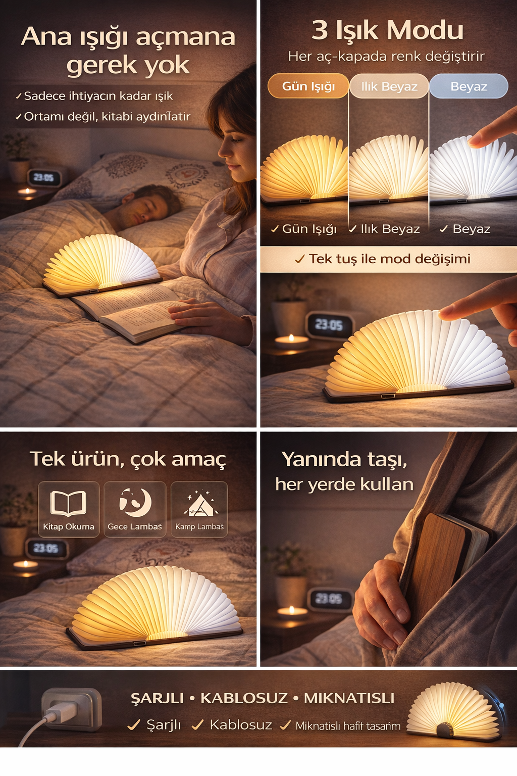 Şarjlı Kitap Lamba