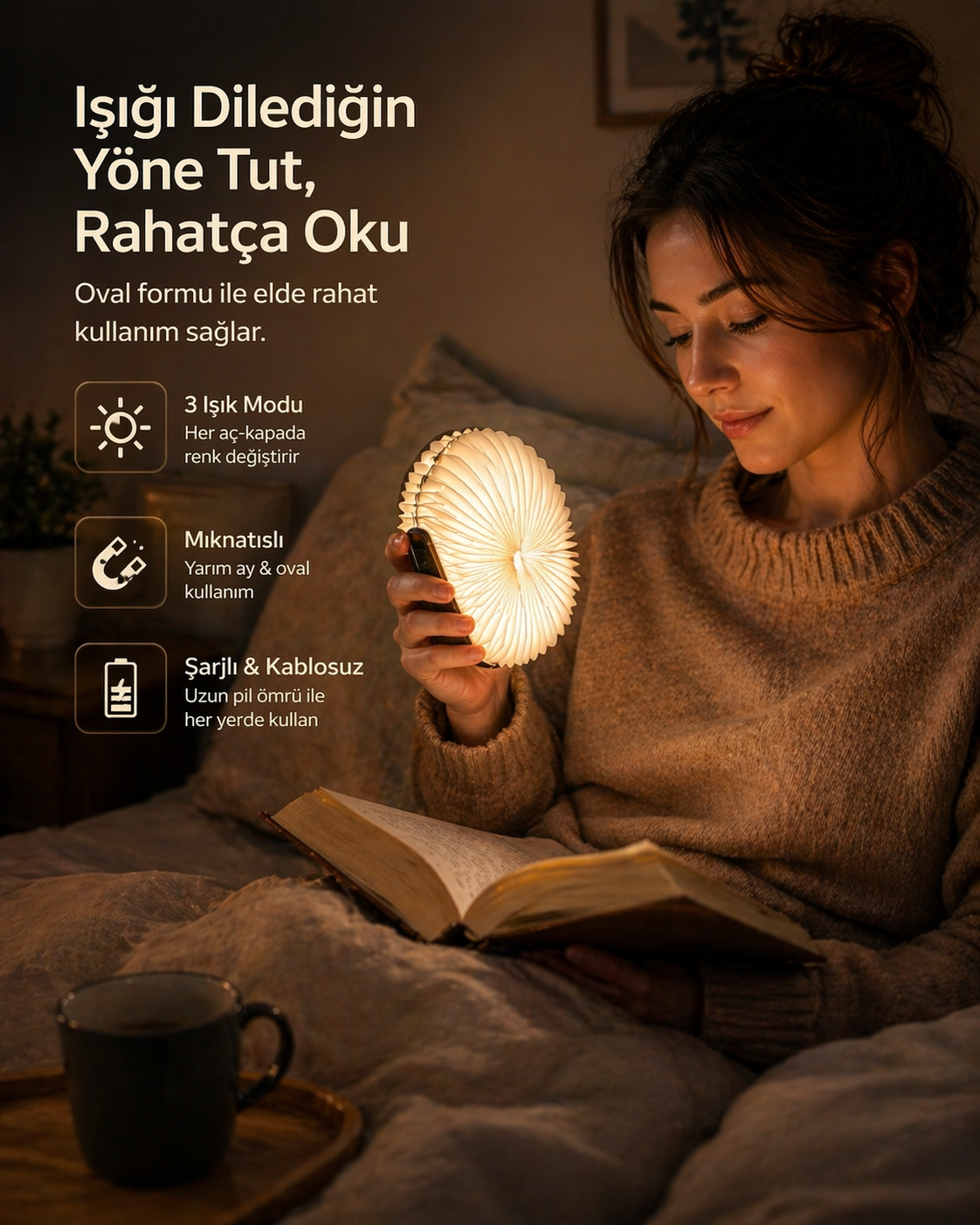 Şarjlı Kitap Lamba