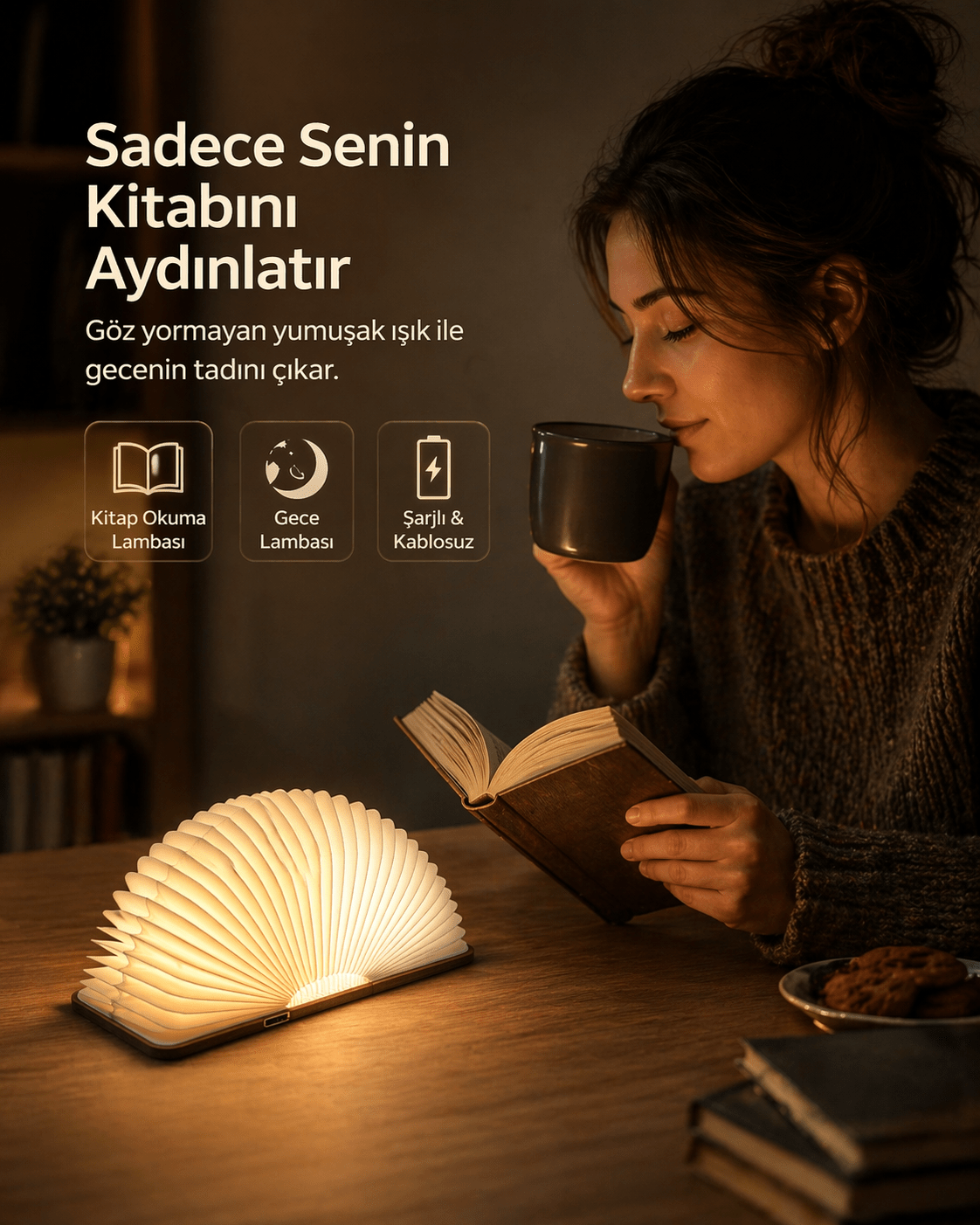 Şarjlı Kitap Lamba - Voxify