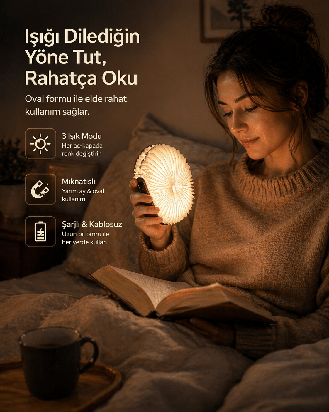Şarjlı Kitap Lamba - Voxify