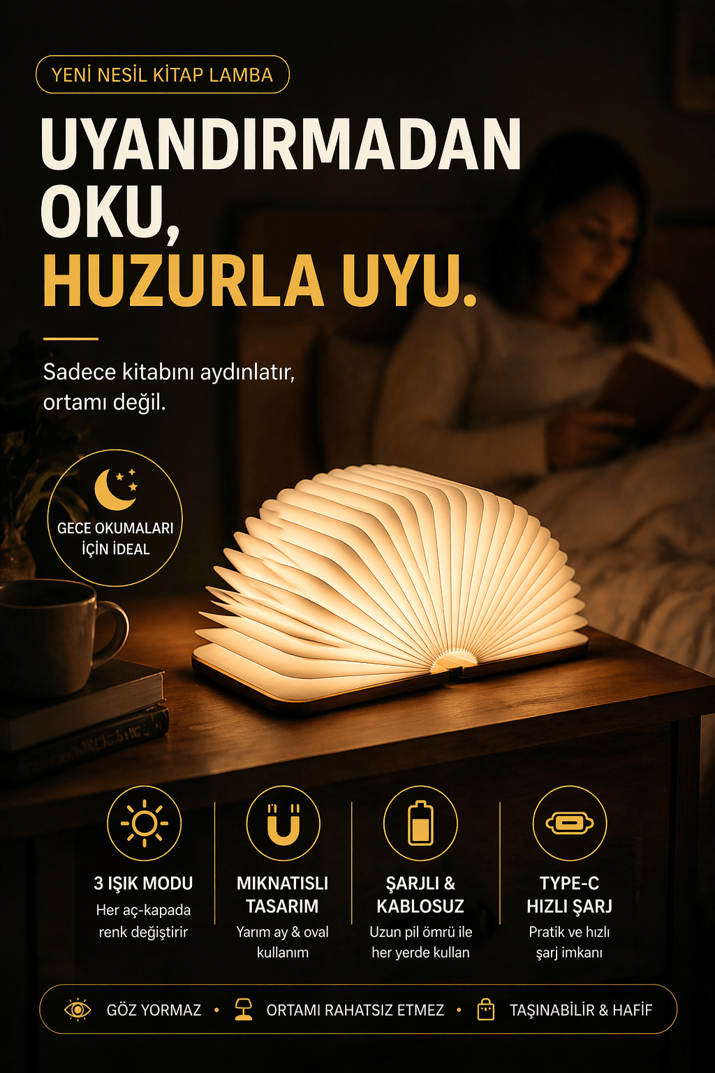 Şarjlı Kitap Lamba - Voxify