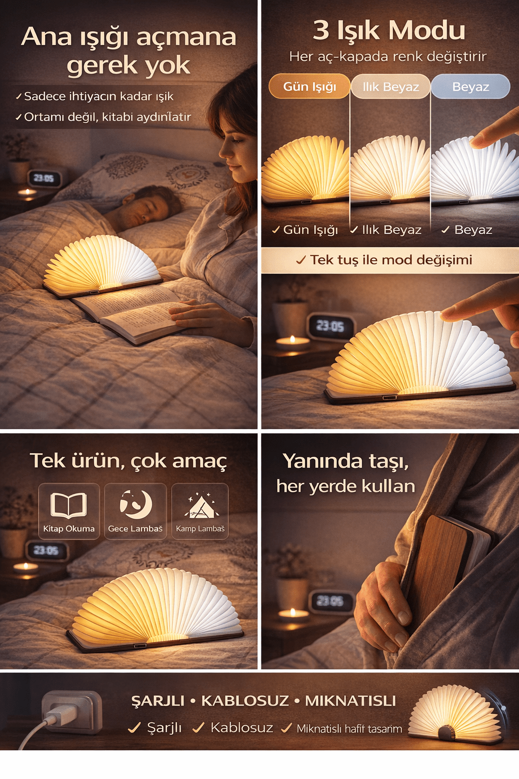 Şarjlı Kitap Lamba - Voxify