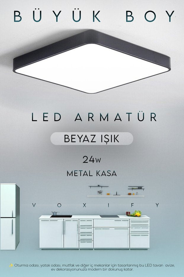 VOXIFY 24W LED Panel – 30×30 cm Siyah / Beyaz Işık - Voxify