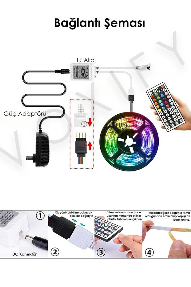 VOXIFY Kumandalı RGB Şerit LED – 2.5 / 5 Metre - Voxify